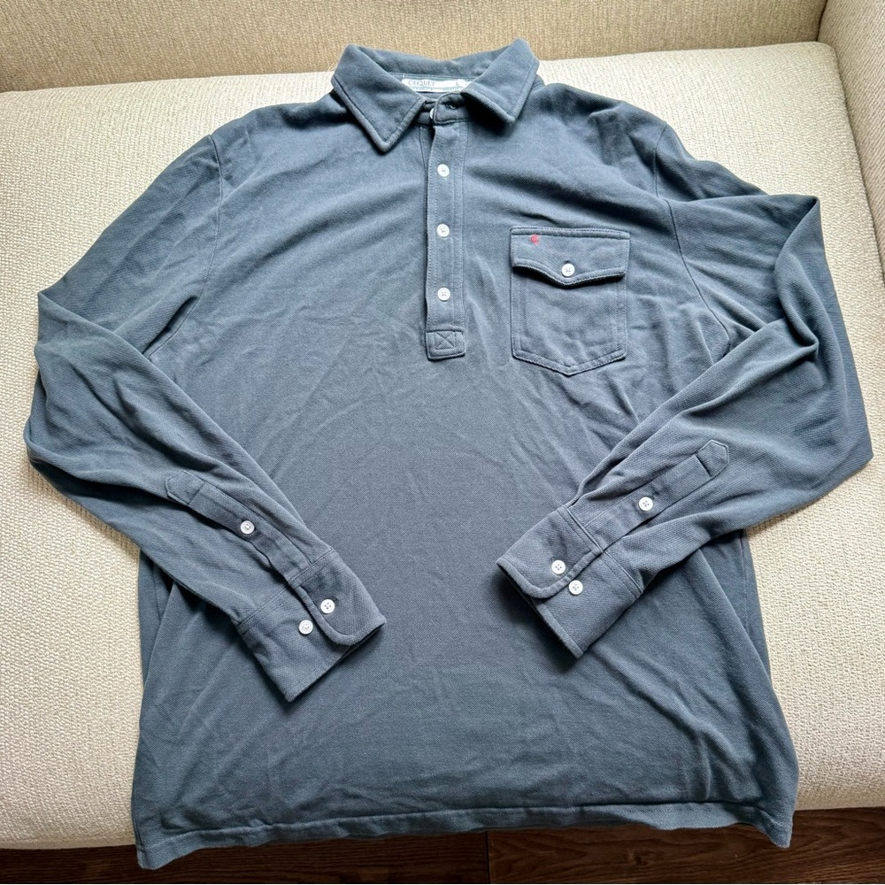 Criquet Charcoal Long Sleeve Polo Shirt